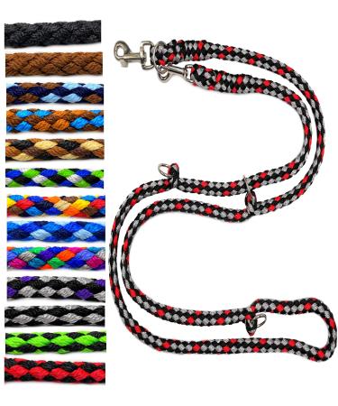 Dog linen large dogs up to 80 kg double linen jumbo 2.40m / 2.80m / 3.50m / 5m adjustable exercise line / guide very stable (2.40m 3-fold adjustable ohio (black-silver-red)) 2.40m 3-fold ohio (Black-silver-red)