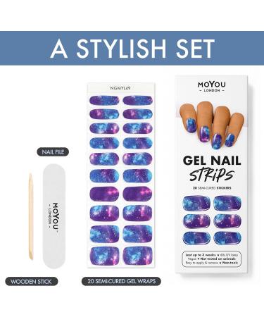 MOYOU LONDON Gel Nail Strips Set with Free UV Lamp - Easy Apply & Remove for Salon-Quality Manicure - Buy Online on SooperMarket.com