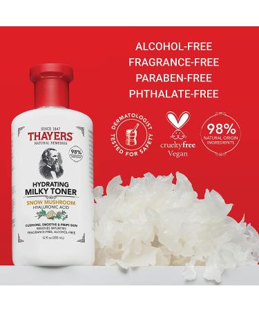 Thayers Milky Hydrating Face Toner with Snow Mushroom, Hyaluronic Acid & Elderflower - 12 FL oz | Gentle Alcohol-Free Skincare for Dry & Sensitive Skin - Buy Online on SooperMarket.com