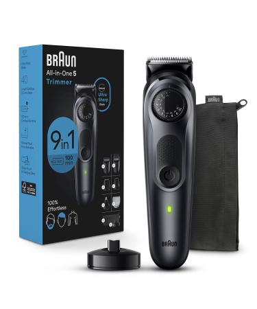 Braun All-in-One Style Kit Series 5 5490, 9-in-1 Trimmer for Men with Beard Trimmer, Body Trimmer for Manscaping, Hair Clippers & More, Ultra-Sharp Blade, 40 Length Settings, Waterproof 9in1 Trimmer, 40 Length Settings