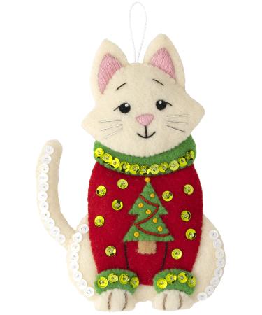 Bucilla Felt Ornament KIT SWEATR  Cats in Ugly Sweaters  (89381E)
