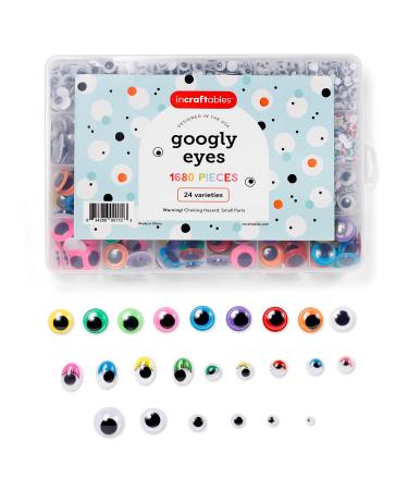 Incraftables Googly Eyes 1680 pcs (Self Adhesive) Set. Best Small & Large Colorful Sticky Wiggle Eye for DIY Arts & Crafts (4 mm to 18 mm). 30 Varieties Value Pack for Adults & Kids