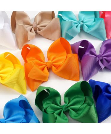 Cellot Boutique 12 Pcs Big Hair Bows Clips for Teens Girls - 8 Grosgrain Ribbon, Durable Metal Clips - Perfect for Girls, Toddlers, Teenagers - Buy Online on SooperMarket.com