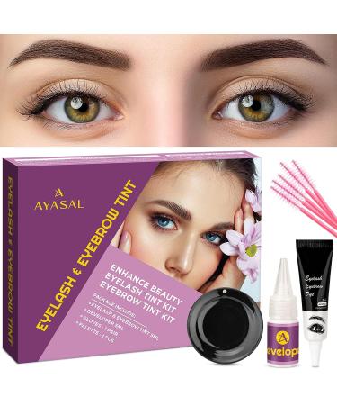 AYASAL Eyelash and Eyebrow Coloring Kit - Professional Semi-Permanent 2-in-1 Color Kit - Lasts 6 Weeks - Salon & Home Use (Black) - Buy Online on SooperMarket.com