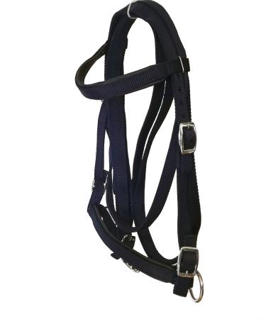 JF-Reitsport Bridle Set Nylon with Reins Bitless Pony navy