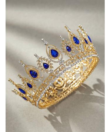 SweetV Royal Blue Queen Crown Wedding Tiara for Bride - Rhinestone Tiaras and Crowns for Women, Costume Headpiece for Birthday, Cosplay, Party Celebration - Bailey - Buy Online on SooperMarket.com