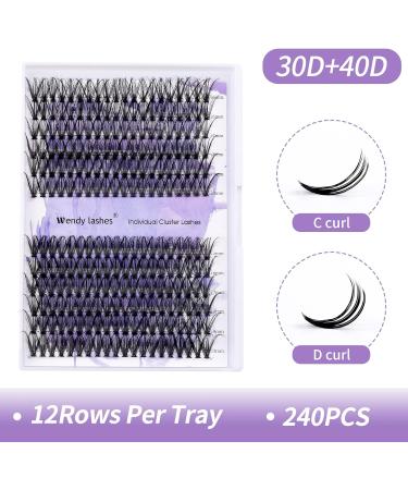 240PCS Cluster Lashes Extension C Curl 0.07mm 30D/40D Mixed 16-20mm | DIY Individual Eyelashes Clusters | Wide Stem Lash Extensions | RR-16-20mm Clusters-30D+40D-0.07-C - Buy Online on SooperMarket.com