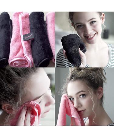 4 Pack XL Makeup Remover Cloths - Fast Drying & Reusable - Exfoliating Cleansing Cloths for All Skin Types - Pink & Black - Buy Online on SooperMarket.com