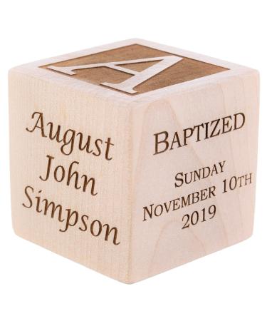 Personalized Baby Baptism/Dedication/Christening Wood Block, Choose from 3 Sizes, Baptism Gift for Boy, Girl, Baby Dedication Gifts, Unique Baptism Gifts, Yazidism, Sikhism (3") 3" Natural