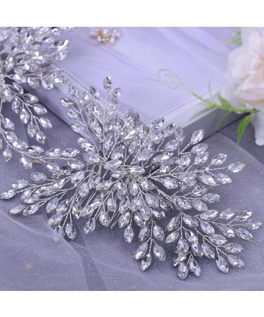 Bridal Wedding Hair Comb - Rhinestone Headpiece for Bride in Silver | Crystal Hair Accessories for Women and Girls - Buy Online on SooperMarket.com