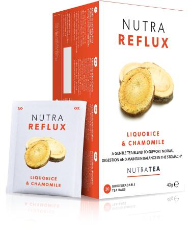 NUTRAREFLUX - Acid Reflux Tea | Digest Tea - Helps Supports Digestion & Balance In The Stomach - Includes Slippery Elm Fennel & Peppermint - 20 Enveloped Tea Bags - by Nutra Tea - Herbal Tea 20 Count (Pack of 1)