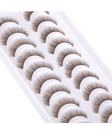 Geeneiya 13mm Short Brown Wispy Mink Lashes - 10 Pairs 3D Colored False Eyelashes for Natural Look - Buy Online on SooperMarket.com