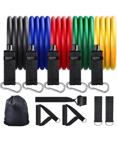 Resistance Bands for Working Out, Exercise Workout Bands with Handle, Upgraded Resistance Bands Series 150lbs black blue red green yellow