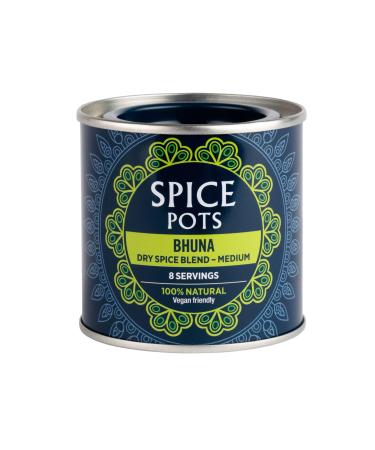Spice Pots - Bhuna Powder - 100% Natural Ingredients - Gluten Free & Vegan Curry Powder - Dry Spice Blend (Medium Heat) - 40g Pot (8 Servings) Bhuna 40.00 g (Pack of 1)