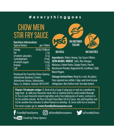 Fused Chow Mein Sauce - Ready to Use Stir Fry Sauce for Chow Mein Noodles - No Refined Sugars Artificial Preservatives Additives or MSG - 2 x 121g Pouches (2 Servings per Pouch) - Buy Online on SooperMarket.com