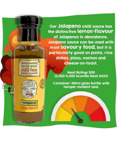 South Devon Chilli Farm Jalape o Chilli Sauce | Made from Fresh Jalape o Chillies - Distinctive Lemon-Flavour of Jalape os Heat Rating: 5/10-100ml Bottle (Single) - Buy Online on SooperMarket.com