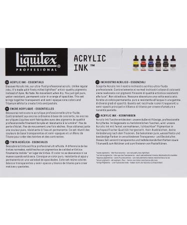Liquitex Professional Acrylic Ink 1-oz (30ml) Essential Color Set - Set of 6 - Buy Online on SooperMarket.com