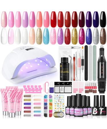 COSCELIA GENN GEL starter set with 80W UV/LED nail lamp 15 colors gel nails Set 3 colies poly nail gel electrical nail cutter gel nail polish starter set nail art system for at home 10pcs 04