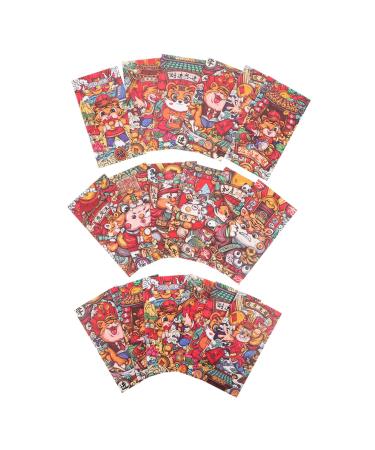 TEHAUX 18pcs Money Bag Lucky Lucky Year Hong Bao Wedding Envelope Gift 2022 Chinese Money Envelope China Thicken Chinese Style Asia red Envelope Bag Bronzing Chinese Zodiac Small