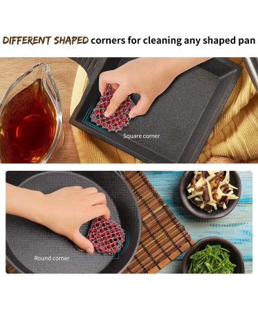 4-Piece Cast Iron Cleaner Set - Chainmail Scrubber, Cast Iron Scraper, Sponge - Red Cleaning Kit - Buy Online on SooperMarket.com