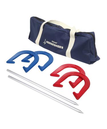 GoSports Steel Horseshoes Game Set - Includes 4 Horseshoes, 2 Stakes and Carrying Case