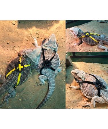 Soft Suede Adjustable Reptile Lizard Harness Leash Adjustable Light Soft Fashion (Yellow)
