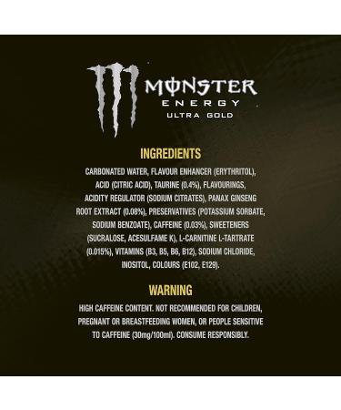 Monster Ultra Gold Energy Drink 4-Pack - Pineapple Flavor 500ml x 4 - Buy Online on SooperMarket.com