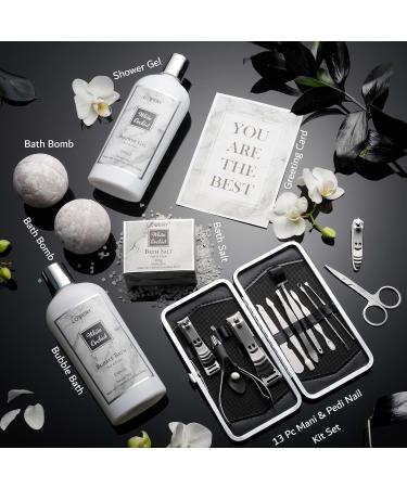 Spa Gifts for Women | White Orchid Bath & Body Gift Set | Self Care Spa Kit with Nail Kit Bath Bombs & More | Perfect Gifts for Mom Girlfriend & Special Occasions - Buy Online on SooperMarket.com