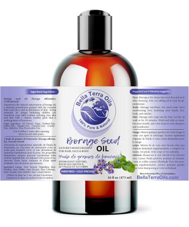 Bella Terra Oils Borage Seed Oil. 473ml. 100% Pure. Cold-pressed. Unrefined. PA-free. Hexane-free. Rich in GLA. Natural Moisturizer for Skin Hair. 473 ml (Pack of 1) - Buy Online on SooperMarket.com