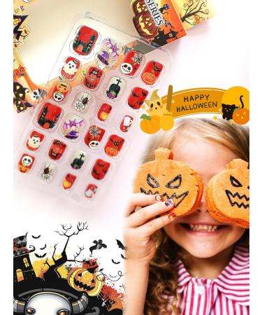 SEO Optimized Meta Title: "Halloween Press on False Nails for Kids - 96 pcs | Full Cover Fake Nails with Adhesive Tabs for Holiday Nail Art Decoration - Buy Online on SooperMarket.com