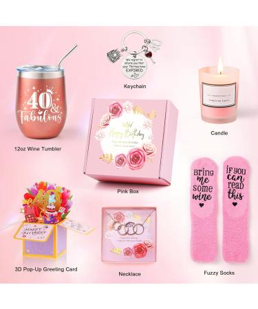 Yolidas 40th Birthday Gifts for Women Birthday Gifts for Her Gift Baskets Ideas for Her Mom Sister Female Friends Coworker Wife Girlfriend Daughter Unique Gifts for Women Pink-40th - Buy Online on SooperMarket.com