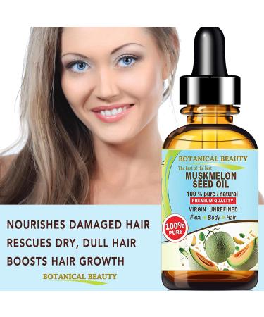 Botanical Beauty Muskmelon Seed Oil - 100% Pure Virgin Cold-Pressed Carrier Oil for Face Skin Hair | Rich in Vitamins E & C - 0.5 Fl oz (15 ml - Buy Online on SooperMarket.com