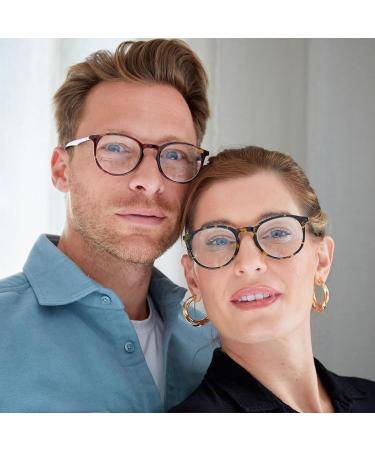 Opulize Met Reading Glasses 4-Pack - Slim Round Frame Scratch-Resistant Tortoise & Blue - +3.00 Diopters for Men & Women - Buy Online on SooperMarket.com