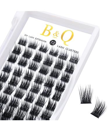 B&Q Lash Clusters D Curl 8-16MIX DIY Eyelash Extensions 72 Clusters Lashes C D Curl Fluffy Eyelash Clusters Extensions Individual Lashes Cluster DIY at Home (B14,D-8-16MIX) B 14 D-8-16 MIX