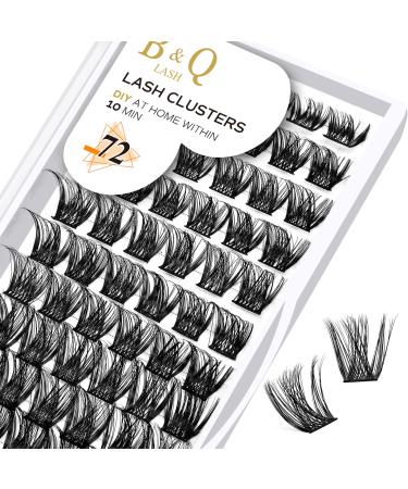 Cluster Lashes D Curl 10mm 72 Clusters B&Q Lash Clusters C D Curl Individual Cluster Lashes Mega Volume Eyelash Clusters DIY Lash Extensions Soft Fluffy Cluster Eyelash Extensions (B05 D-10mm) D-10 mm B 05
