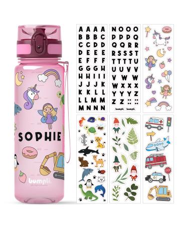 Bumpli drinking bottle children - 500ml - free name ticker - drinking bottle of carbon dioxide leak -proof - BPA -free with fruit insert - ideal for school kindergarten sport (pink)