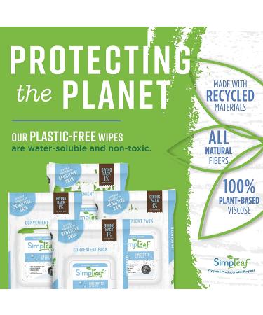 Simpleaf Flushable Wet Wipes | Eco-Friendly, Paraben & Alcohol Free, Hypoallergenic, Safe for Sensitive Skin | Unscented Aloe Vera Formula - 6 Pack (25 Count) - Buy Online on SooperMarket.com