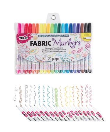 Tulip Permanent Nontoxic Fabric Markers 20 Pack Multicolor