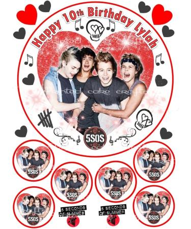 Edible Personalised 5SOS Cake Toppers & EXTRA'S Uncut Icing Sheet - Buy Online on SooperMarket.com