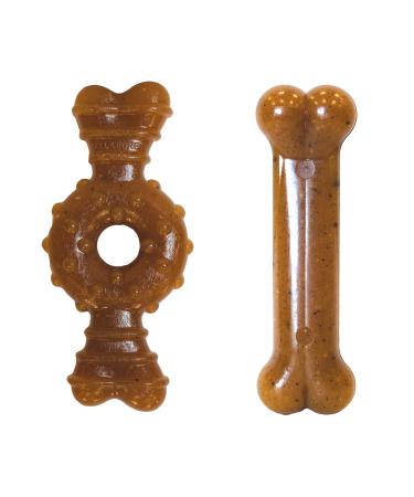 Nylabone Puppy Chew Toy Twin Pack - Puppy Chew Toys for Teething - Puppy Supplies - Chicken Flavor Medium/Wolf (2 Count) medium -sized