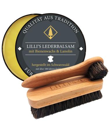 Lillis Leather Care Leather Balm Shoe Polish in a Set with Shoe Brush and Jar Brush Colorless
