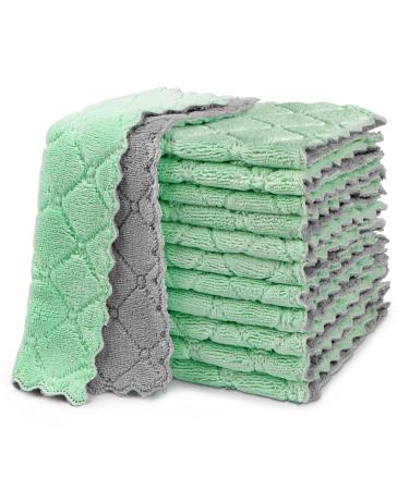 HOMEXCEL Dish Towels 12 Pack,Premium Kitchen Towels,Super Absorbent Coral Fleece Dishtowels, Nonstick Oil Washable Fast Drying Kitchen Cloth Rags