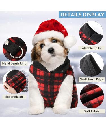 Winter Fabric Dog Sweater with Leash Ring - Plaid S | Warm Fleece Vest Pullover Jacket for Small Dogs and Cats - Buy Online on SooperMarket.com