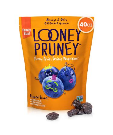 Looney Pruney Pitted Dried Prunes for the Entire Family | Always California-Grown | Kosher | No Added Sugar & No Preservatives (40 oz) Family Size (40 oz)