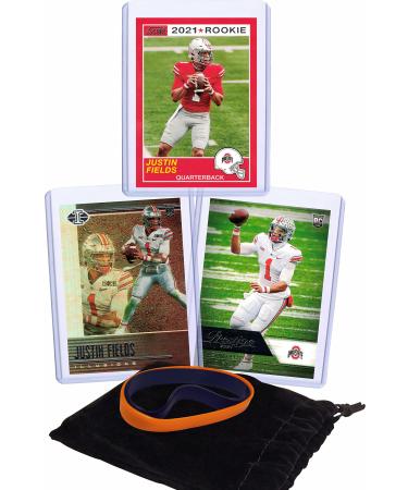 Justin Fields Rookie Cards Assorted 3 Card Gift Bundle - Chicago Bears Football Trading Cards