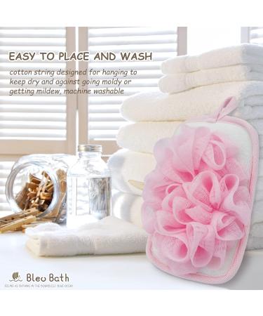 Bleu Bath Exfoliating Body Loofah Mitt Pad (2 Pack) with Elastic Hand Strap - Shower Sponge Scrubber - Buy Online on SooperMarket.com