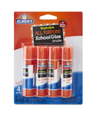 Elmer's All Purpose School Glue Sticks Clear Washable 4 Pack 0.24-ounce sticks Standard Stick 4 Count