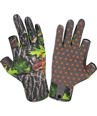 BASSDASH Unisex Fingerless Camo Hunting Gloves - Green Leaf Small | UPF 50+ Lightweight for Men & Women | Ideal for Early Season Warm Weather Fishing & Photography - Buy Online on SooperMarket.com