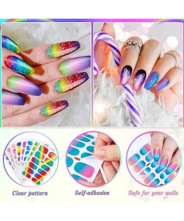 Gradient Color Nail Wraps 8 Sheet Set with Nail File & Scissors - Multicoloured Nail Art Strips for Women & Girls - Buy Online on SooperMarket.com