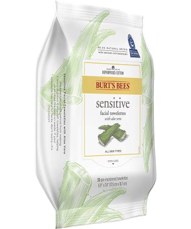 Burt's Bees Sensitive Facial Towelettes with Aloe Vera - 30 Pre-Moistened Wipes for Gentle Cleansing - Buy Online on SooperMarket.com